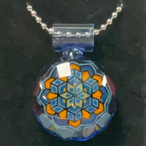 Newob Glass Blue Dream Faceted Dotwork Pendy