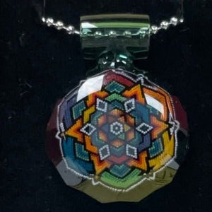 Newob Glass Green Faceted Dotowork Pendant