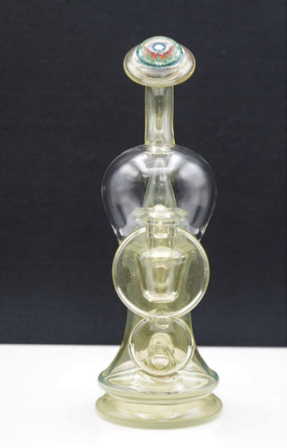 Reed Glass Yellow Recycler With Worked Mouth Piece - Goodiesheady