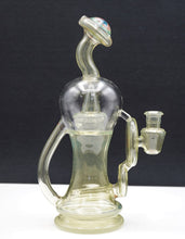 Load image into Gallery viewer, Reed Glass Yellow Recycler With Worked Mouth Piece - Goodiesheady
