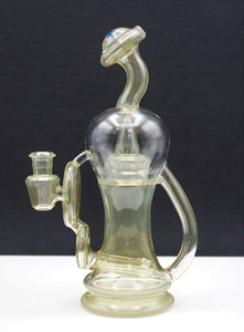 Reed Glass Yellow Recycler With Worked Mouth Piece - Goodiesheady